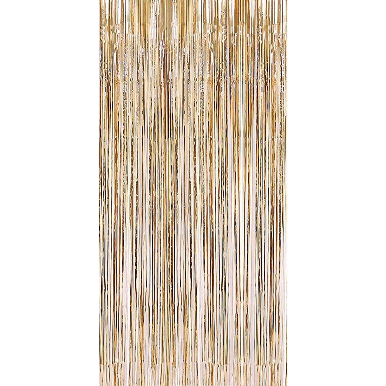 Perdea Franjurata, , Model Decor Petrecere, pentru Fundal de Poze, Amenajare Colorata a Petrecerii, Dimensiune 100x200 cm, Gold Sampanie