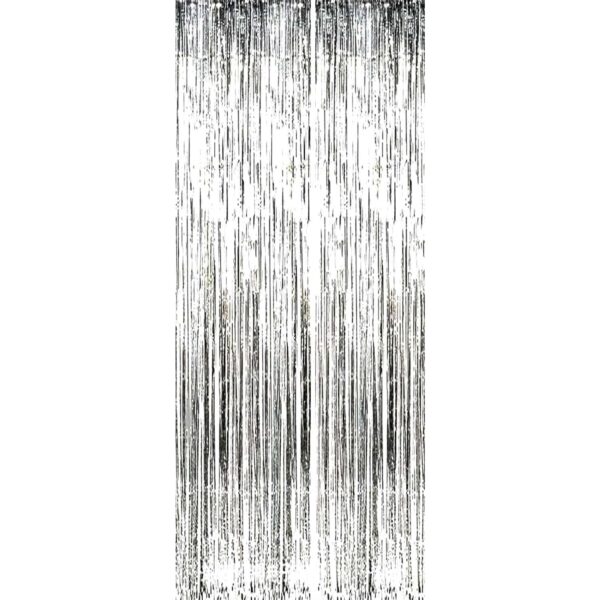 Perdea Franjurata, , Model Decor Petrecere, pentru Fundal de Poze, Amenajare Colorata a Petrecerii, Dimensiune 100x200 cm, Argintiu