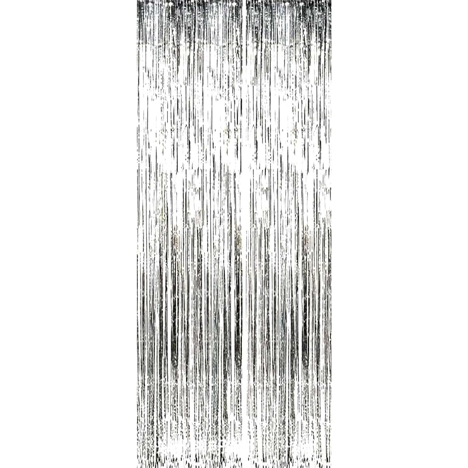 Perdea Franjurata, , Model Decor Petrecere, pentru Fundal de Poze, Amenajare Colorata a Petrecerii, Dimensiune 100x200 cm, Argintiu
