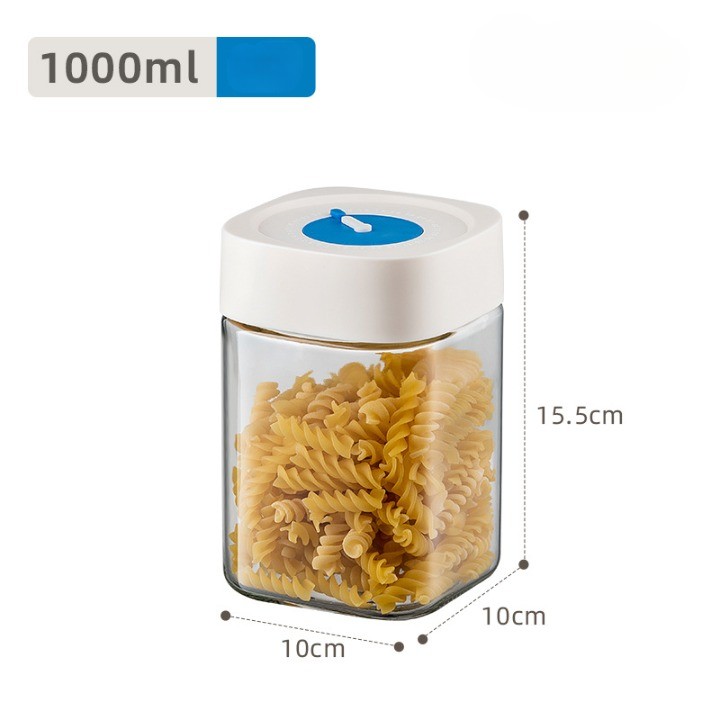 Borcan din Sticla de Inalta Calitate, , Capac Ermetic, Uz Casnic, Depozitarea Condimentelor sau a Alimentelor Umede si Uscate, 1000 mL, 10x10x15.5 cm, Alb - imagine 2