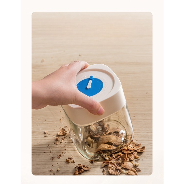 Borcan din Sticla de Inalta Calitate, , Capac Ermetic, Uz Casnic, Depozitarea Condimentelor sau a Alimentelor Umede si Uscate, 1000 mL, 10x10x15.5 cm, Alb - imagine 3