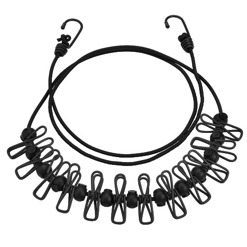 Sfoara pentru Uscarea Hainelor, , Uscator Sfoara Portabila, 12 Clips-uri Incluse, Lungime 180 cm, PP Cablu de Otel, Negru