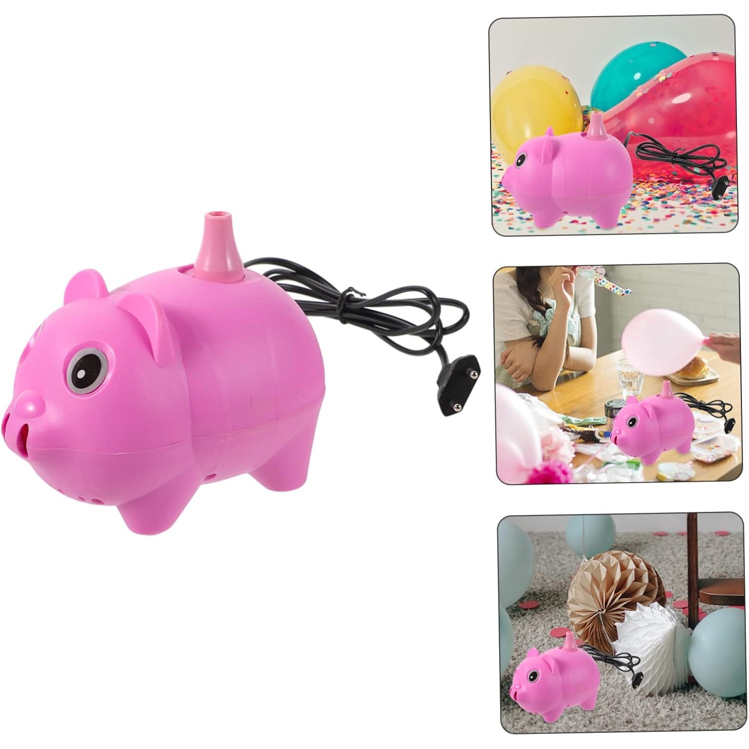 Pompa Electrica Pentru Umflat Baloane, 380 W, din Plastic, Model Porc, Roz - imagine 2