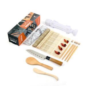 Set Ustensile pentru Sushi, , Set din 15 Accesorii pentru Sushi, Set pentru Sushi HOME MADE, Cutit Inclus, Forme, Betisoare, Multicolor