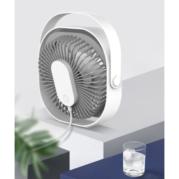 Mini ventilator pentru birou cu usb, , rotire 360 grade, 3 viteze, 1500 mA, 13.5 x 12,8, Alb - imagine 3