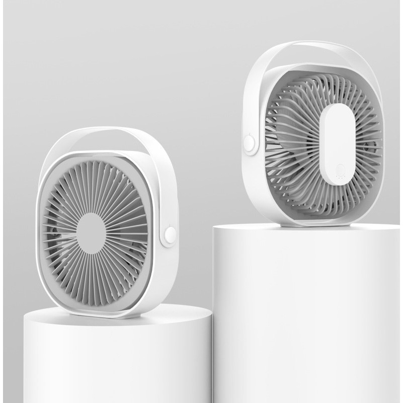 Mini ventilator pentru birou cu usb, , rotire 360 grade, 3 viteze, 1500 mA, 13.5 x 12,8, Alb - imagine 4
