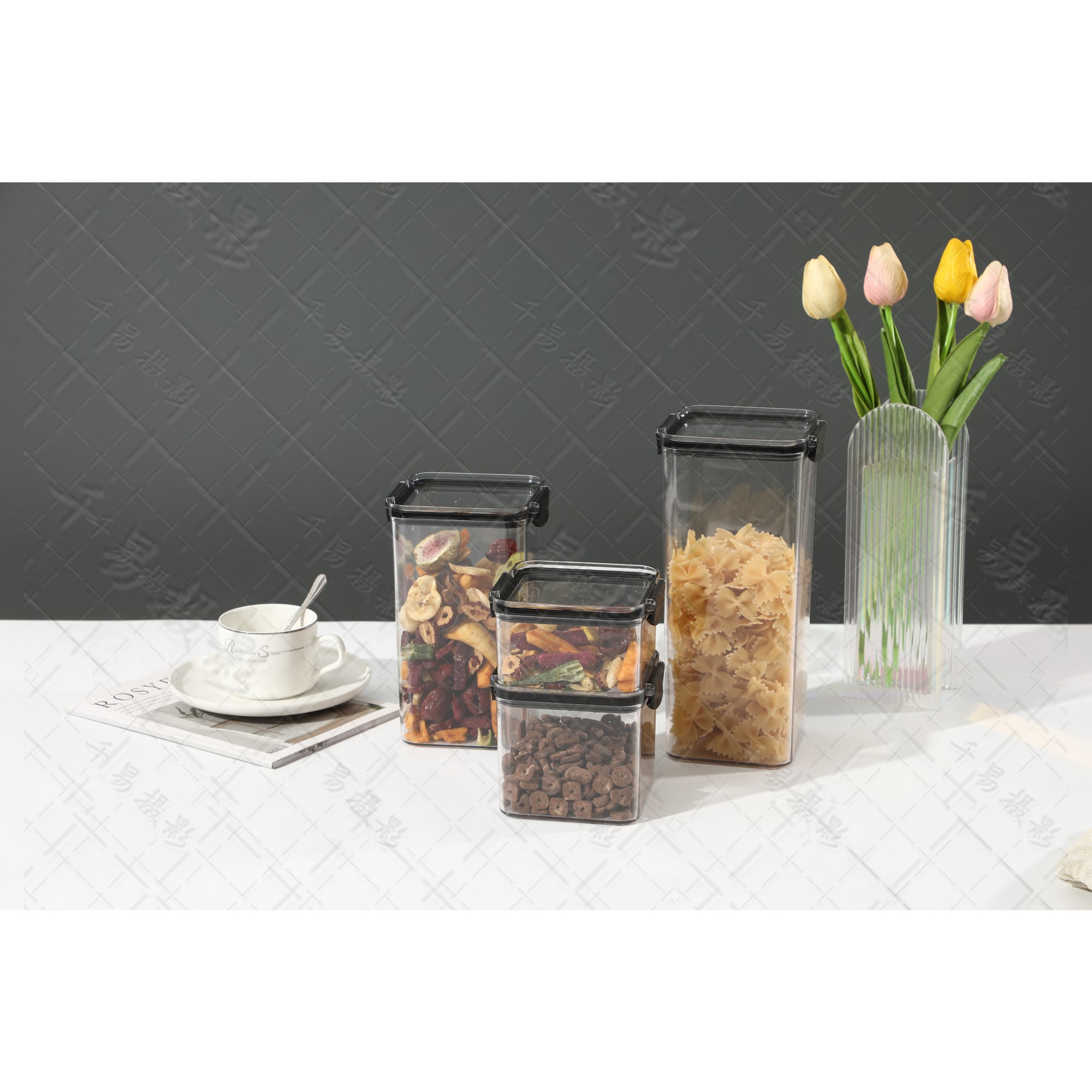 Recipient din Plastic, , pentru Alimente/Obiecte, Inchidere Ermetica, 10.2 x 24.2 cm, 1800 ml, Transparent - imagine 3