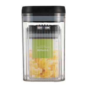 Cutii de Depozitare Alimente, , Set din 2 Cutii de Tip Container de 0.8 si 1.3 l, Recipiente pentru Cereale in Bucatarie, Transparente cu Capac Negru