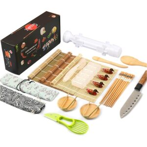 Set Ustensile pentru Sushi, , Set din 24 Accesorii pentru Sushi, Set pentru Sushi HOME MADE, Cutit Inclus, Forme, Betisoare, Multicolor