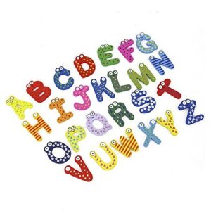 Set 26 Magneti de Frigider pentru Copii, , Model Alfabet A-Z, Figurine Amuzante, din Lemn, Multicolor