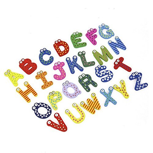 Set 26 Magneti de Frigider pentru Copii, , Model Alfabet A-Z, Figurine Amuzante, din Lemn, Multicolor