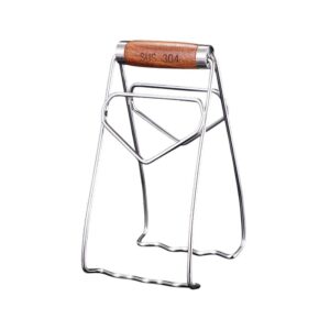 Clema pentru Boluri, , Anti-Alunecare, din Otel Inoxidabil, Extindere, pentru Oale, Tigai, de Uz Casnic, Rezistent la Temperaturi Inalte, 19.5x9.8x8 cm, Maner Maro, Gri