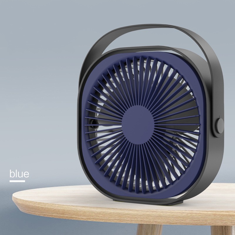 Mini ventilator pentru birou cu usb, , rotire 360 grade, 3 viteze, 4000 mA, 13.5 x 12,8, Albastru - imagine 2