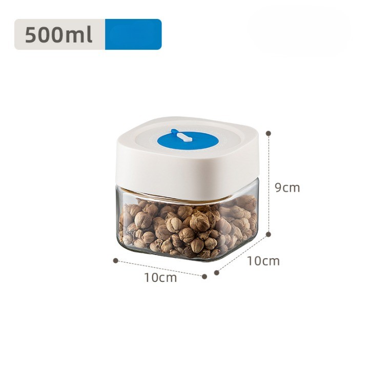 Borcan din Sticla de Inalta Calitate, , Capac Ermetic, Uz Casnic, Depozitarea Condimentelor sau a Alimentelor Umede si Uscate, 500 mL, 10x10x9 cm, Alb - imagine 2