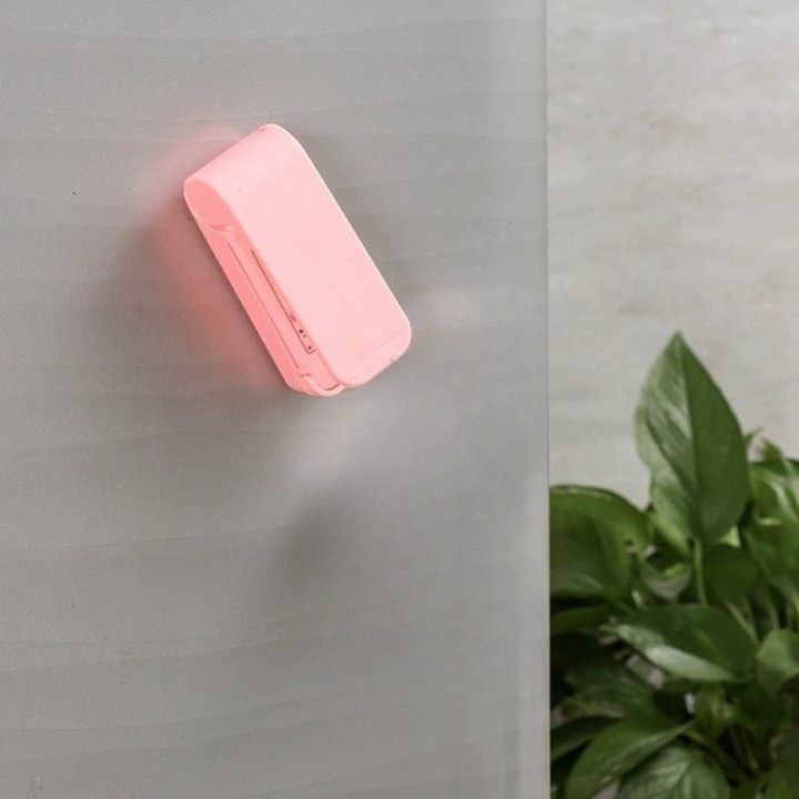 Mini Aparat de Sigilat Pungi cu Baterii, , Etansare prin Caldura, Spate Magnetic, Portabil, 9.7x3 cm, Roz - imagine 2