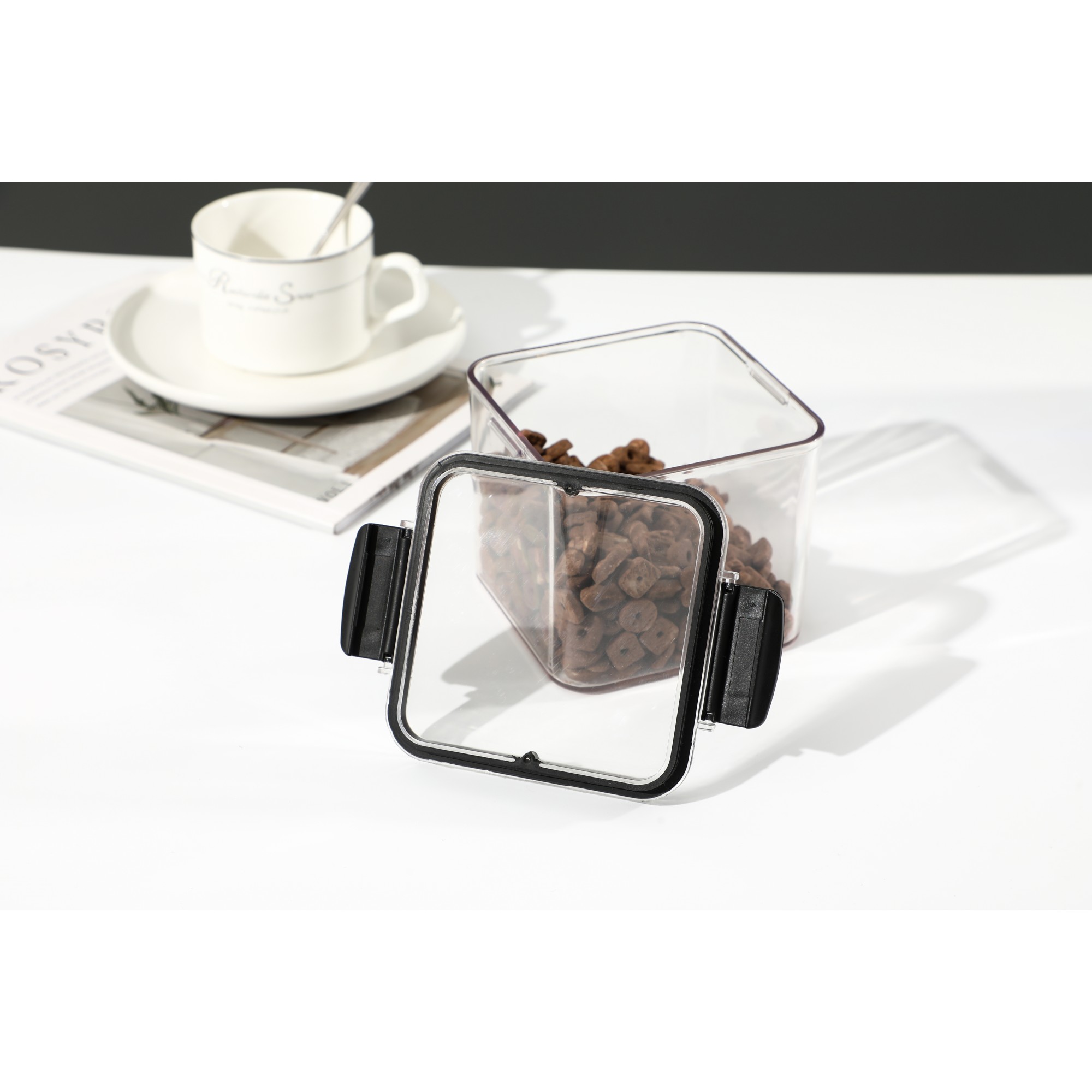 Recipient din Plastic, , pentru Alimente/Obiecte, Inchidere Ermetica, 10.2 x 9.8 cm, 700 ml, Transparent - imagine 2