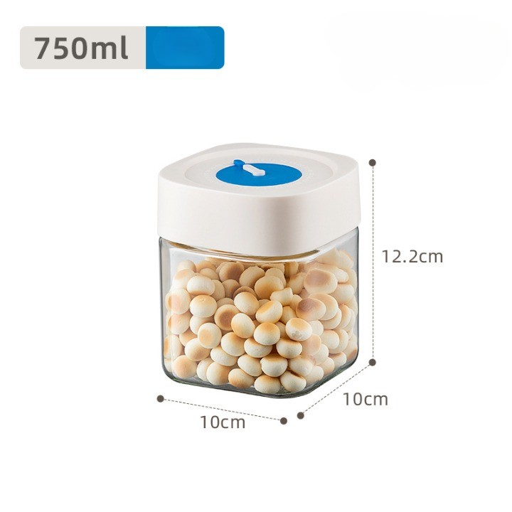 Borcan din Sticla de Inalta Calitate, , Capac Ermetic, Uz Casnic, Depozitarea Condimentelor sau a Alimentelor Umede si Uscate, 750 mL, 10x10x12.2 cm, Alb - imagine 2