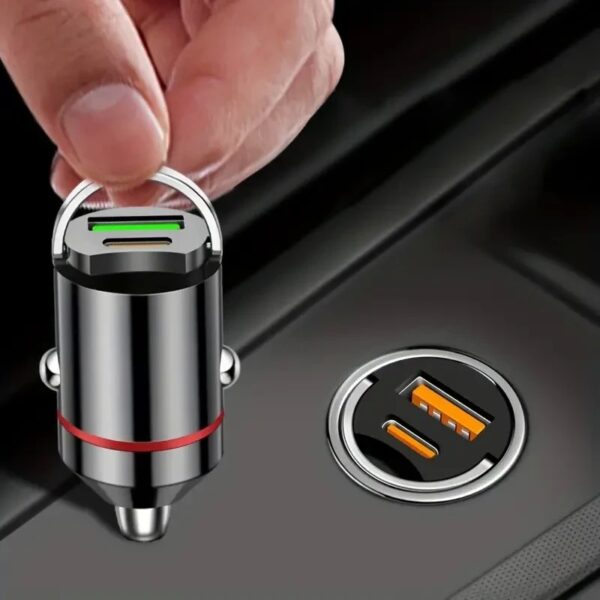 Incarcator Auto 2 in 1, , Port USB Fast Charge QC3.0 si Type C, PD 30W, Negru - imagine 2