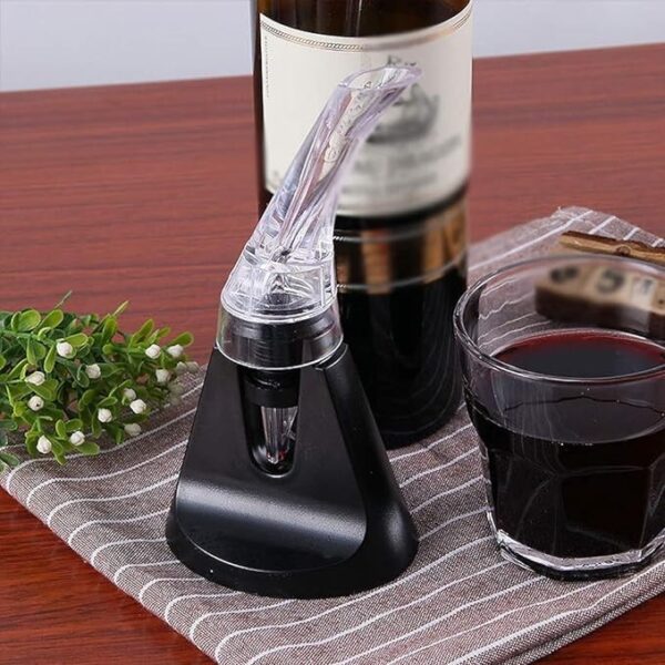 Aerator cu Turnator de Vin 2in1, , Decantare, Anti-Picurare, Fara Scurgere, 18x10x8cm, Negru - imagine 2