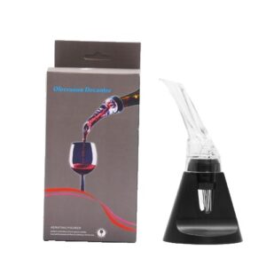 Aerator cu Turnator de Vin 2in1, , Decantare, Anti-Picurare, Fara Scurgere, 18x10x8cm, Negru