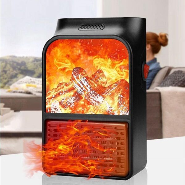 Mini Aeroterma Puternica Portabila , Putere 500W, Mini radiator electric cu Display LCD, efect de semineu si flacara, cu telecomanda - imagine 4