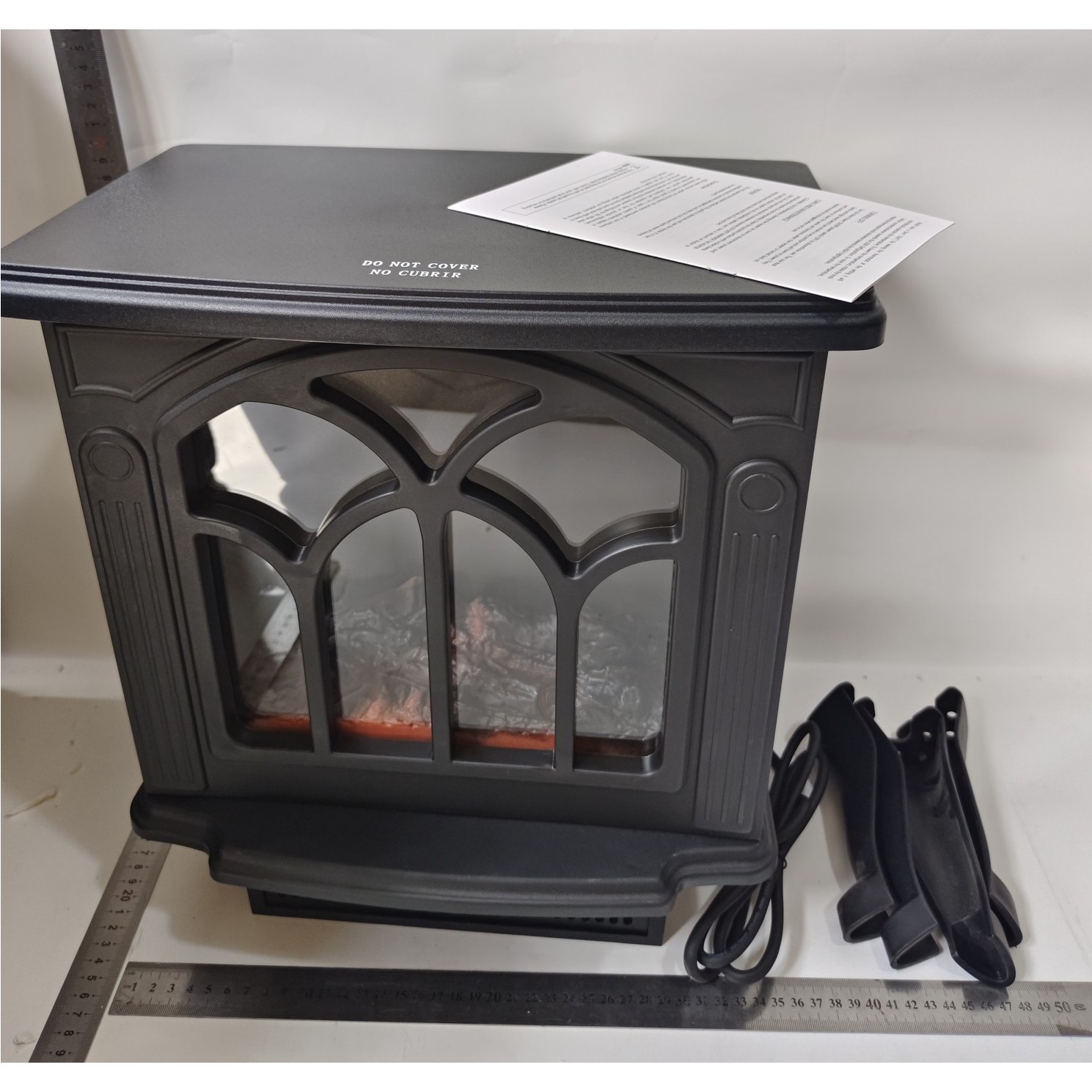 Semineu Electric, , cu Efect Flacara, 1500/1200W, Incalzire PTC, 220 V, din Plastic Ignifug, 38 x 23 x 45 cm, Negru - imagine 2