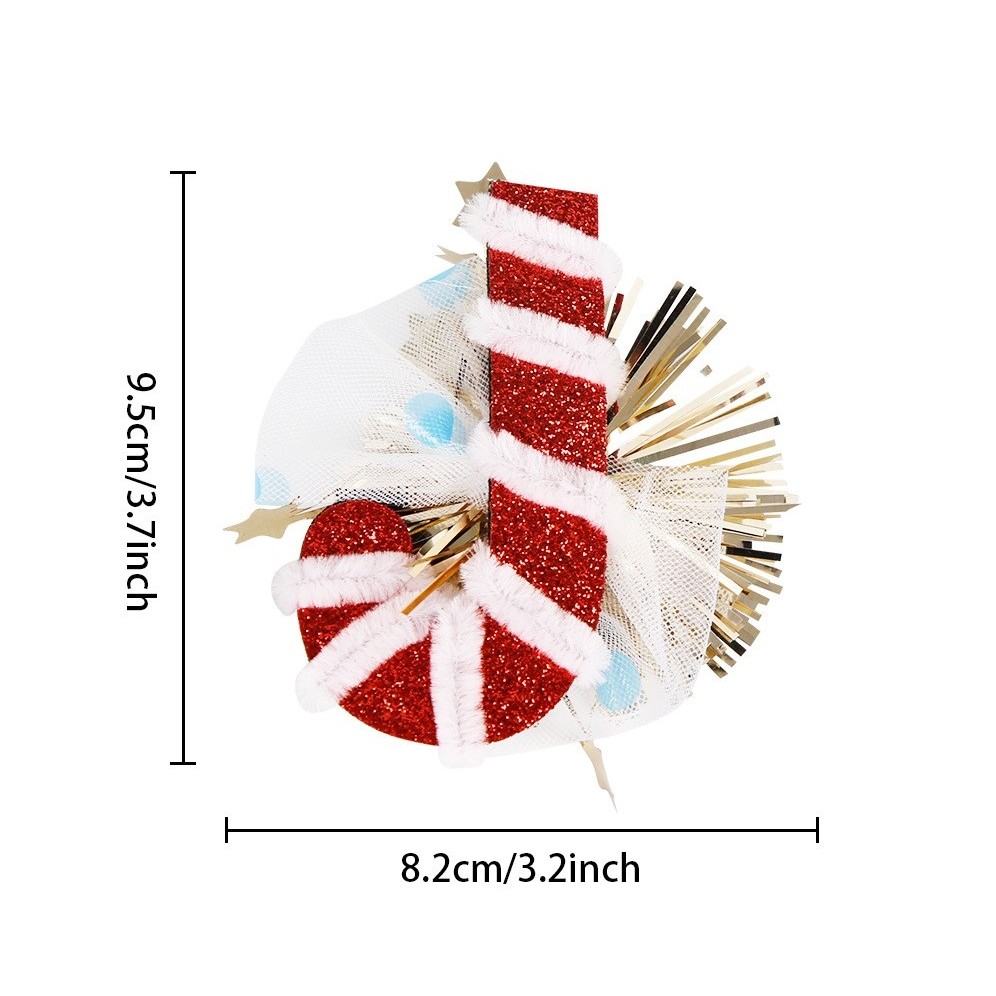 Agrafa de Par, , Tema Craciun, Model Acadea, din Panza, 9.5 x 8.2 cm, Multicolor - imagine 2