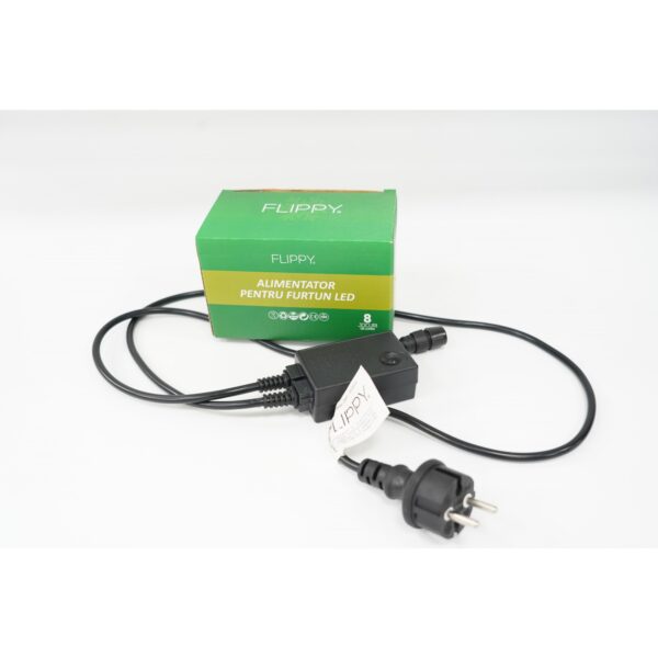 Alimentator furtun luminos, rezista pana la 50 m, , 8 jocuri de lumini, fir negru