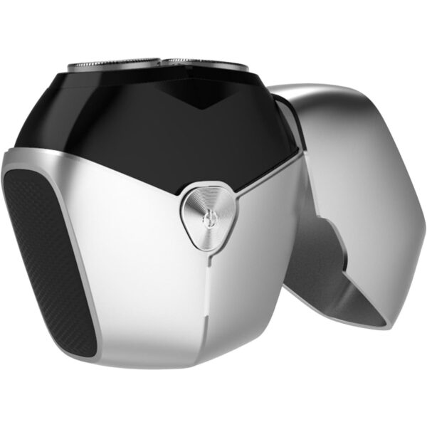 Aparat de Ras Portabil, , 8W, Autonomie 60 min, Incarcare Cablu Type C Inclus, Periuta de Curatare, Husa, Reincarcabil, 7.3x7.5x3.3 cm, Gri