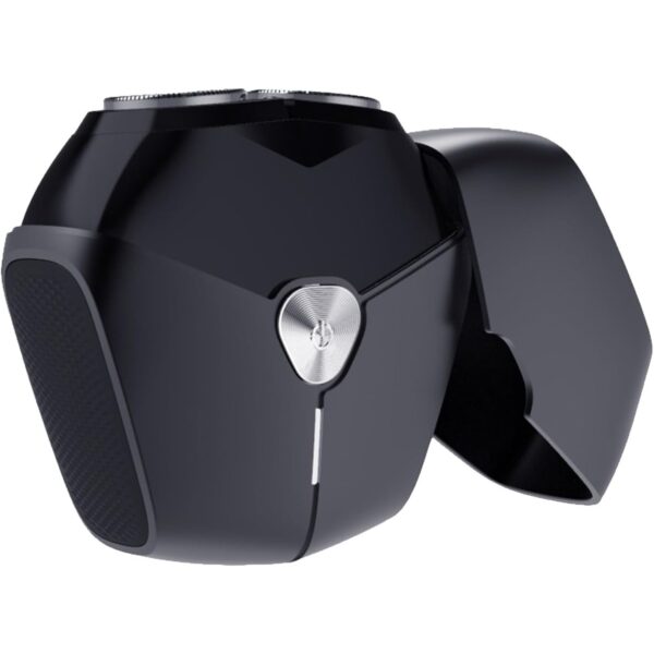 Aparat de Ras Portabil, , 8W, Autonomie 60 min, Incarcare Cablu Type C Inclus, Periuta de Curatare, Husa, Reincarcabil, 7.3x7.5x3.3 cm, Negru