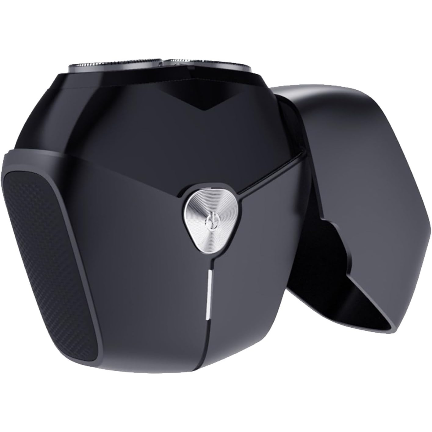 Aparat de Ras Portabil, , 8W, Autonomie 60 min, Incarcare Cablu Type C Inclus, Periuta de Curatare, Husa, Reincarcabil, 7.3x7.5x3.3 cm, Negru
