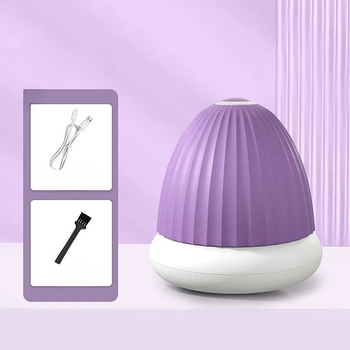 Aparat de Scame 2 in 1, , Curatare Haine si Lampa de Veghe, 3 Trepte, Incarcare Tip C, 4 W, 9 x 10 cm, Mov - imagine 2
