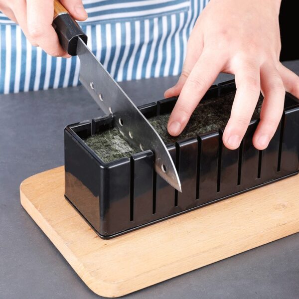 Aparat pentru Sushi, , Set 7 Accesorii pentru Sushi, Ofera 3 Forme de Design, Rotund, Triunghi, Inimioare, Negru - imagine 4