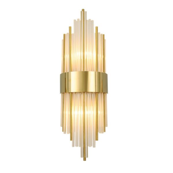 Aplica de Perete, , pentru Interior, din Otel Inoxidabil si Sticla, 40 x 16 cm, LED, Auriu