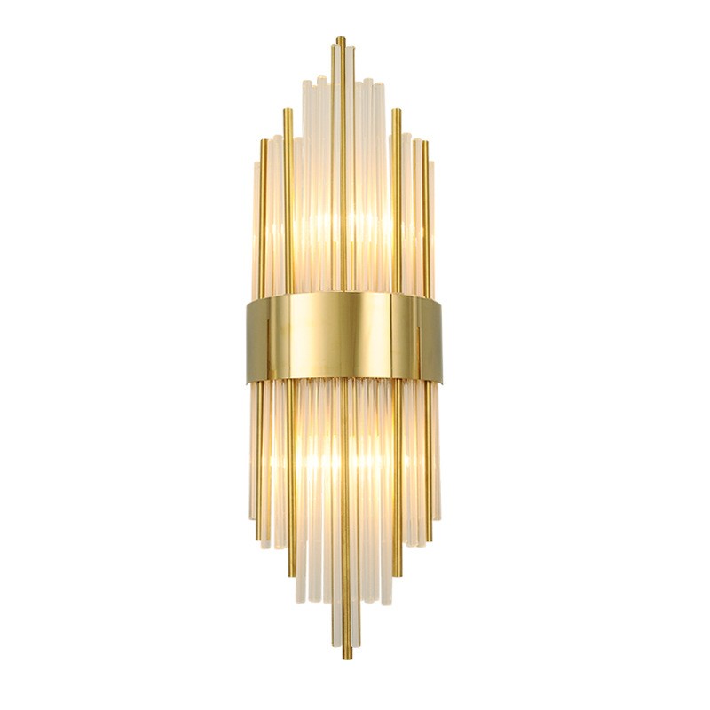 Aplica de Perete, , pentru Interior, din Otel Inoxidabil si Sticla, 40 x 16 cm, LED, Auriu