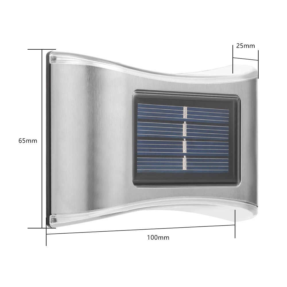 Aplica solara LED , ABS/Policarbonat, rezistenta la apa IP65, 6 LED-uri, pentru perete, trepte, borduri, terasa, 1.2V, 600mah, 10 x 6.5 cm, doua moduri de prindere, lumina alb calda, gri - imagine 3
