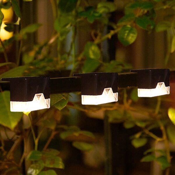 Aplica solara LED , ABS/Policarbonat, rezistenta la apa IP65, pentru trepte, borduri, terasa, 1.2V, 600mah, 7.9 x 5 cm, lumina alb rece, negru - imagine 3