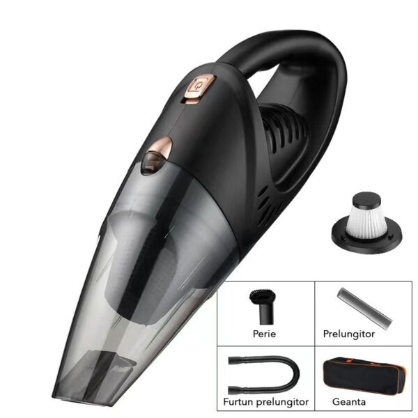 Aspirator Auto, , pentru interiorul Automobilului, putere Turbo, alimentare DC 12 V, 42 x 14 cm, Negru - imagine 2