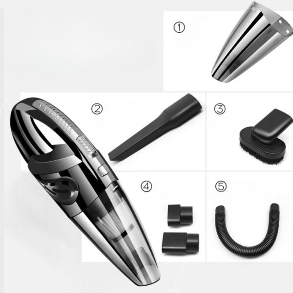 Aspirator de Mana Portabil Turbo, , pentru Uz Caznic sau Auto, Functie de Aspirare Umeda si Uscata, Incarcare USB, 32.000 rot/min, Putere 120W, Aspirare cu Vid de 4 Bar, 5 Accesorii pentru Spatii Inguste, Negru - imagine 3