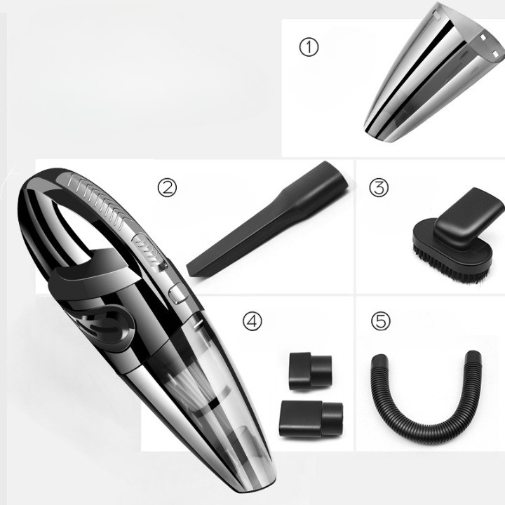 Aspirator de Mana Portabil Turbo, , pentru Uz Caznic sau Auto, Functie de Aspirare Umeda si Uscata, Incarcare USB, 32.000 rot/min, Putere 120W, Aspirare cu Vid de 4 Bar, 5 Accesorii pentru Spatii Inguste, Negru - imagine 3