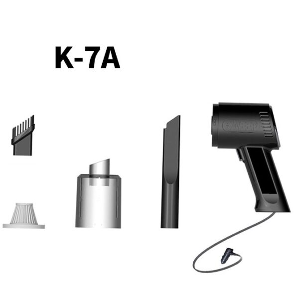 Aspirator Portabil Auto, , Tip Pistol K7A, Pentru Casa si Masina, Cablu Auto, 36 x 17 cm, Alb - imagine 3