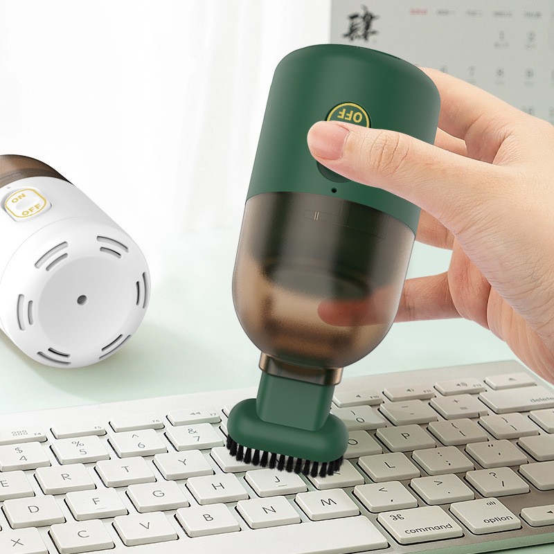 Aspirator Portabil pentru Automobil, , Aspirator mic fara Fir, pentru Casa si Masina, incarcare USB, 2 in 1, 16.3x6 cm, Verde - imagine 3