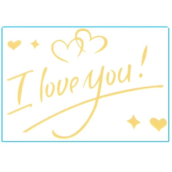 Autocolant I love You, , Tematica Iubire, 21x29 cm, Auriu - imagine 2