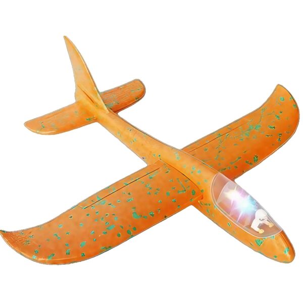 Avion Planor cu Pilot, , Din Polistiren, Cu Lumini in Cabina Pilotului, Lungime 47 cm, Portocaliu