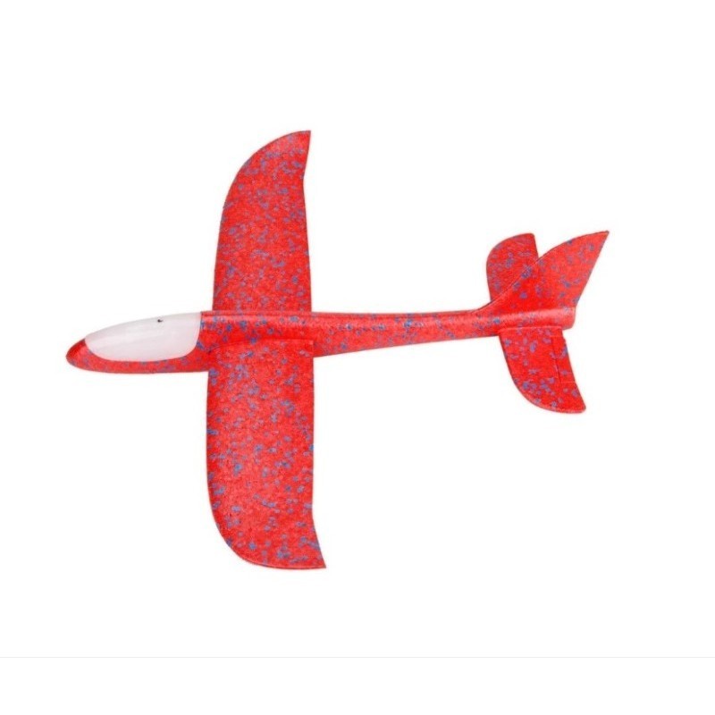 Avion Planor cu Pilot, , Din Polistiren, Cu Lumini in Cabina Pilotului, Lungime 47 cm, Rosu - imagine 2