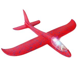 Avion Planor cu Pilot, , Din Polistiren, Cu Lumini in Cabina Pilotului, Lungime 47 cm, Rosu