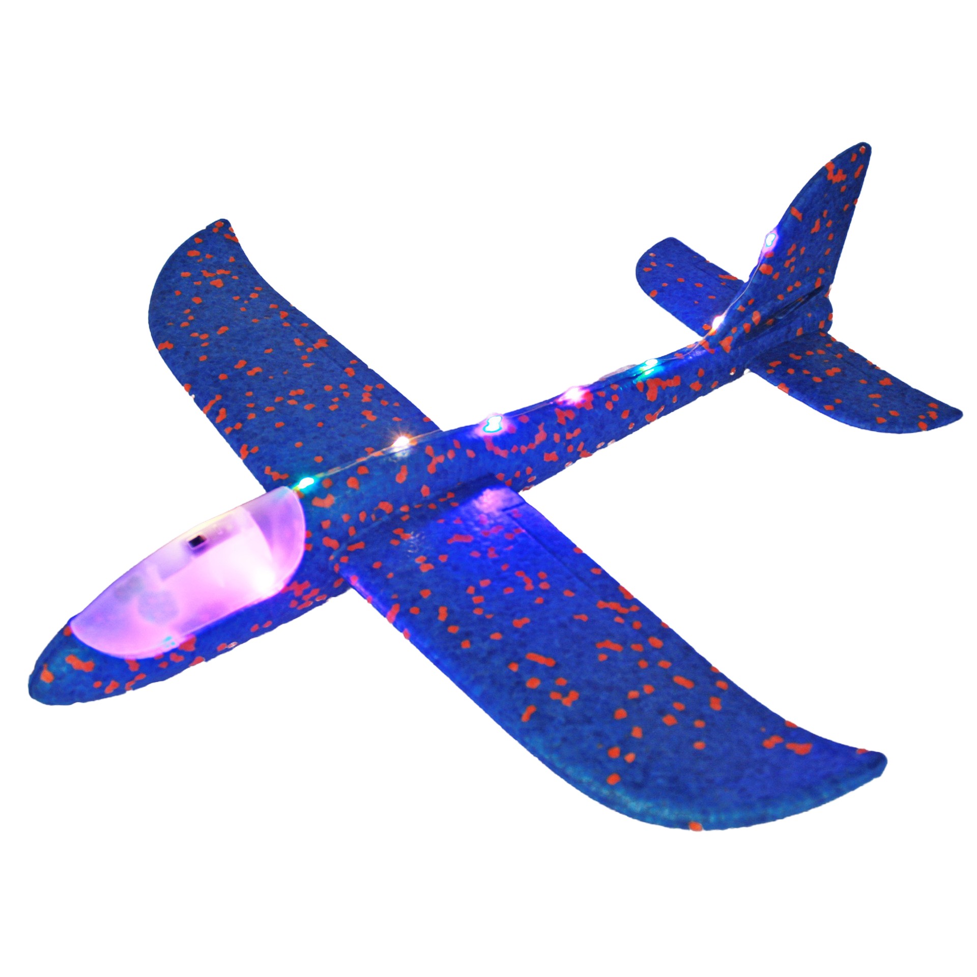 Avion Planor cu Pilot, , Din Polistiren, Cu Lumini pe Toata Lungimea, 47 cm, Albastru - imagine 2