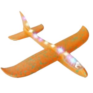 Avion Planor cu Pilot, , Din Polistiren, Cu Lumini pe Toata Lungimea, 47 cm, Portocaliu