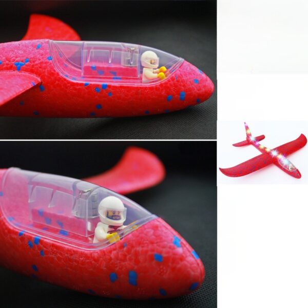 Avion Planor cu Pilot, , Din Polistiren, Cu Lumini pe Toata Lungimea, 47 cm, Rosu - imagine 3