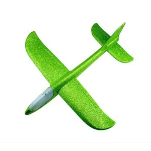 Avion planor din polistiren in punga , lungime 47 cm , Verde, cu lumini pe cap,